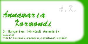 annamaria kormondi business card